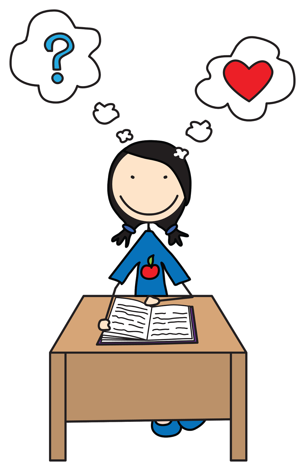 Girl student thinking clipart free images