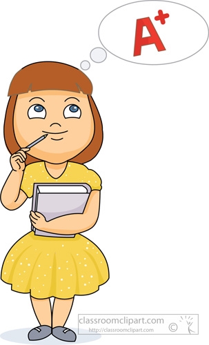 Girl student thinking clipart