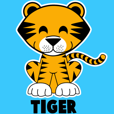 Today we will show you how to draw a cartoon baby tiger learn clipart