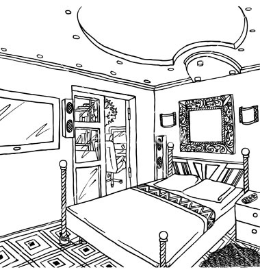 Bed  black and white black clipart