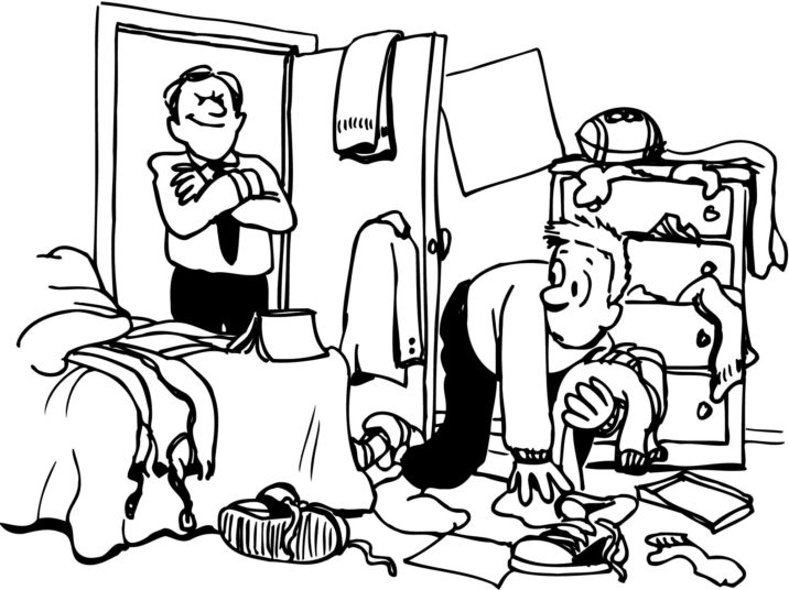 Bed  black and white kids cleaning bedroom clipart black and white free