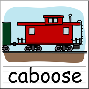 Clip art basic words caboose color labeled abcteach