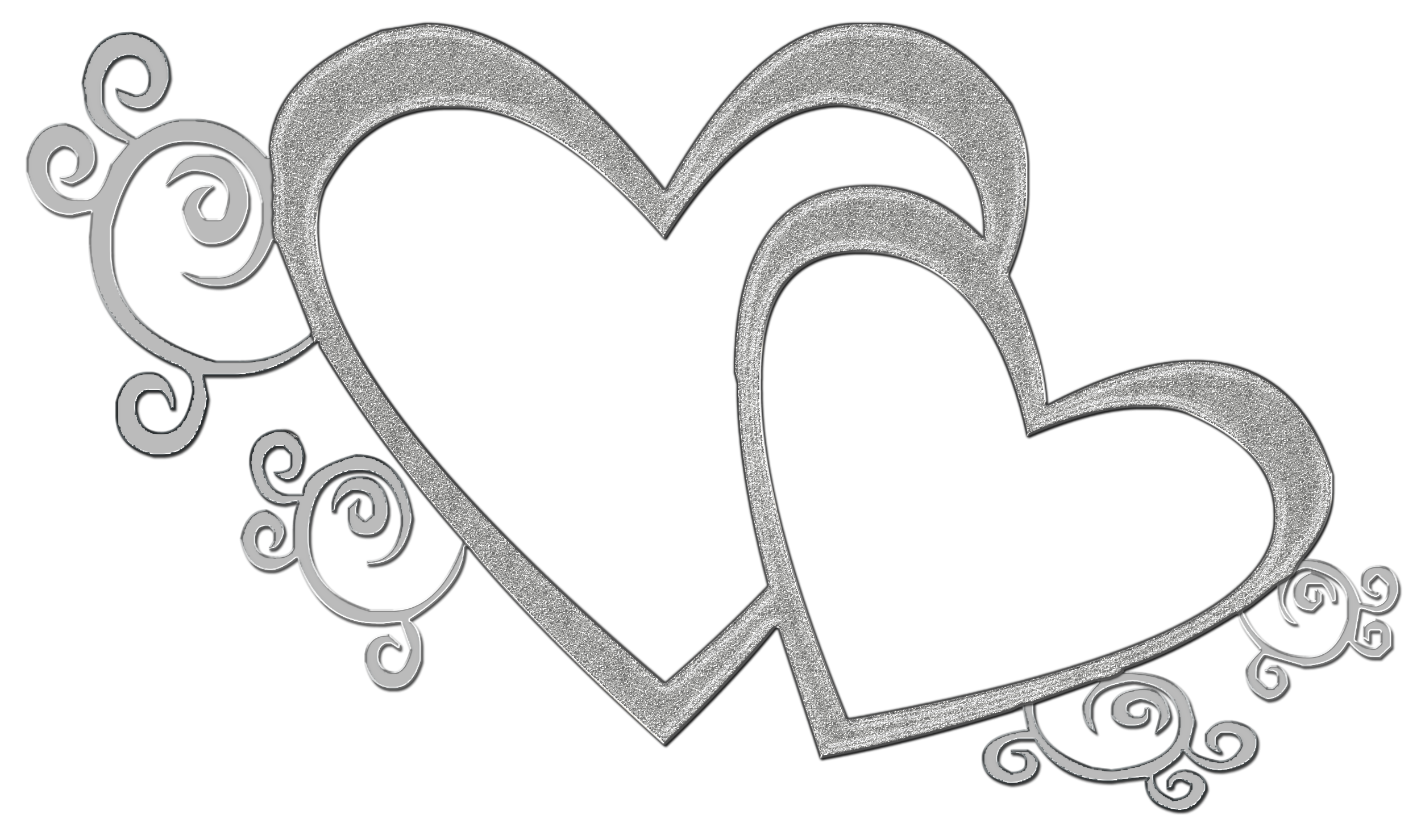 Heart black and white double heart clipart