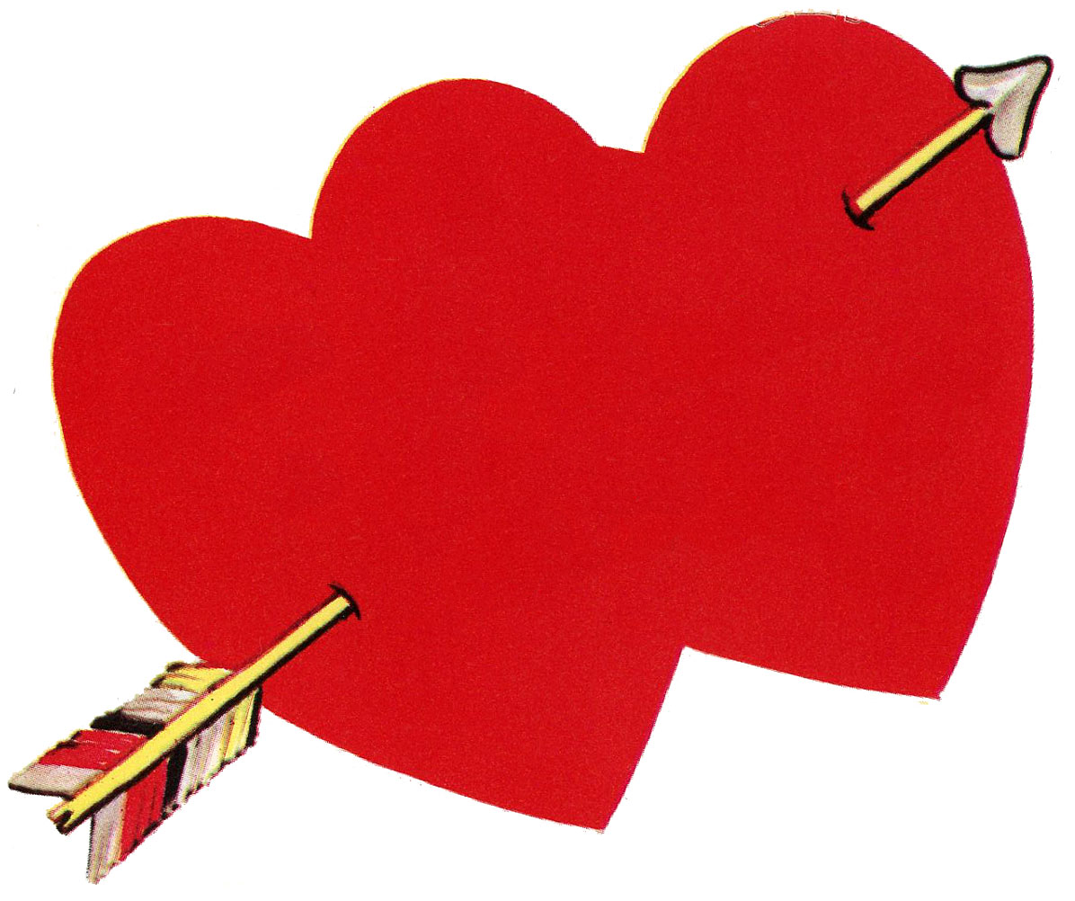 Retro valentine image double heart with arrow the graphics fairy clip art