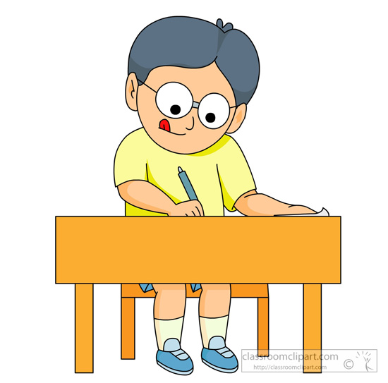 School clipart student working on final exam