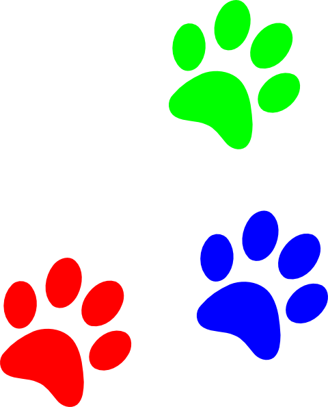 Dog paw prints primary colors paw prints clip art vector clip