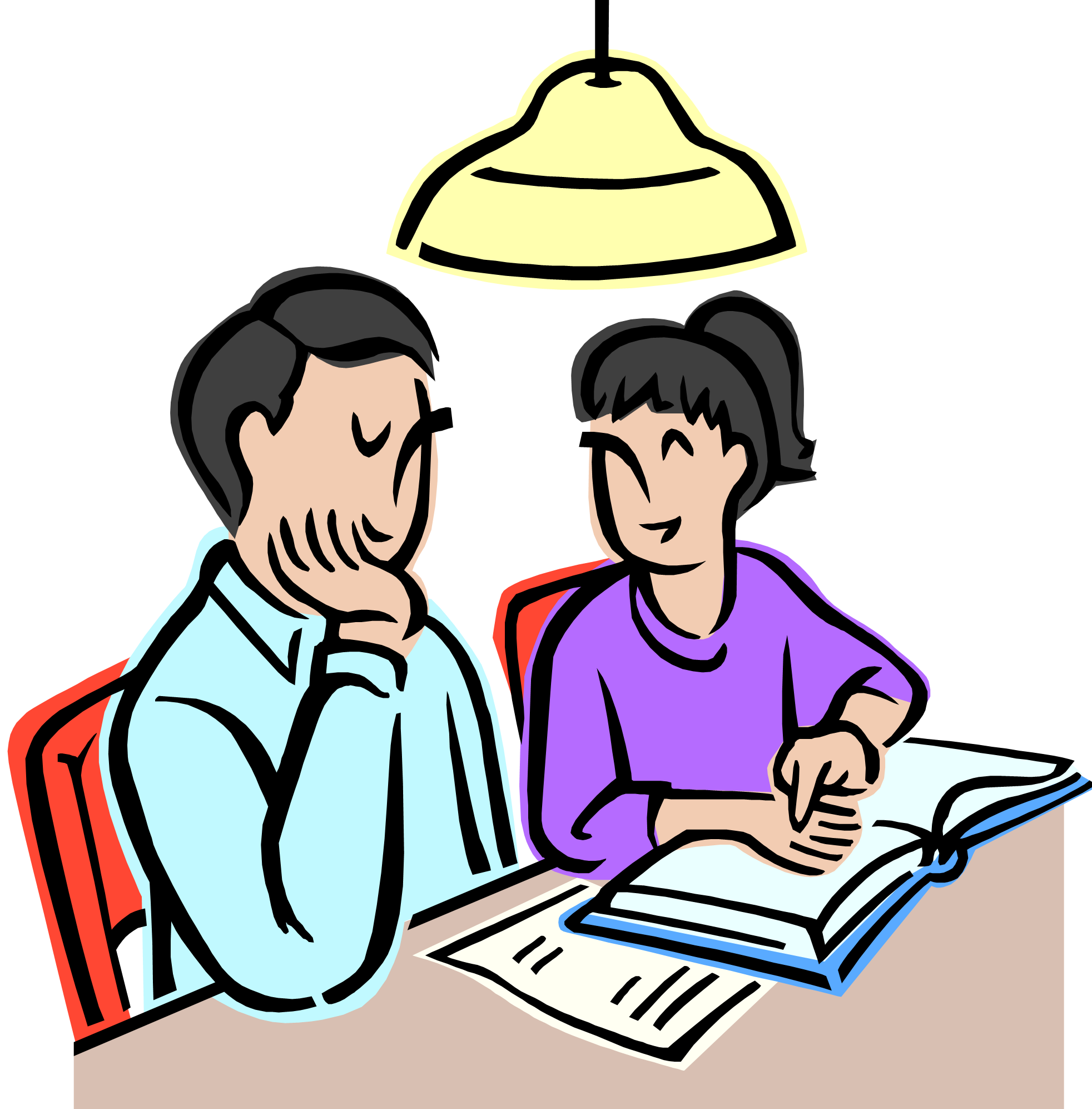 clipart of girl doing homework