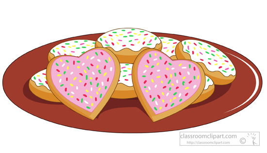 Dessert clipart plate with heart shaped sugar cookies