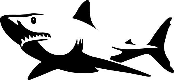 Shark black and white white shark clip art at vector clip art