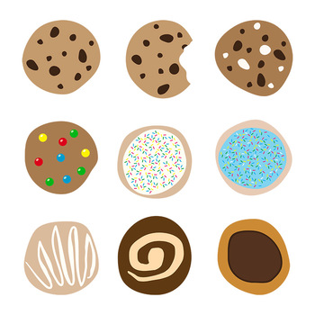 Sugar cookie cookies vector clipart food dessert chocolate chip sugar