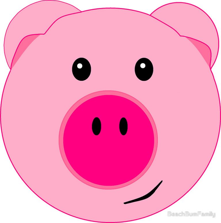 Cute pink pig face stickers by beachbumfamily redbubble clip art ...