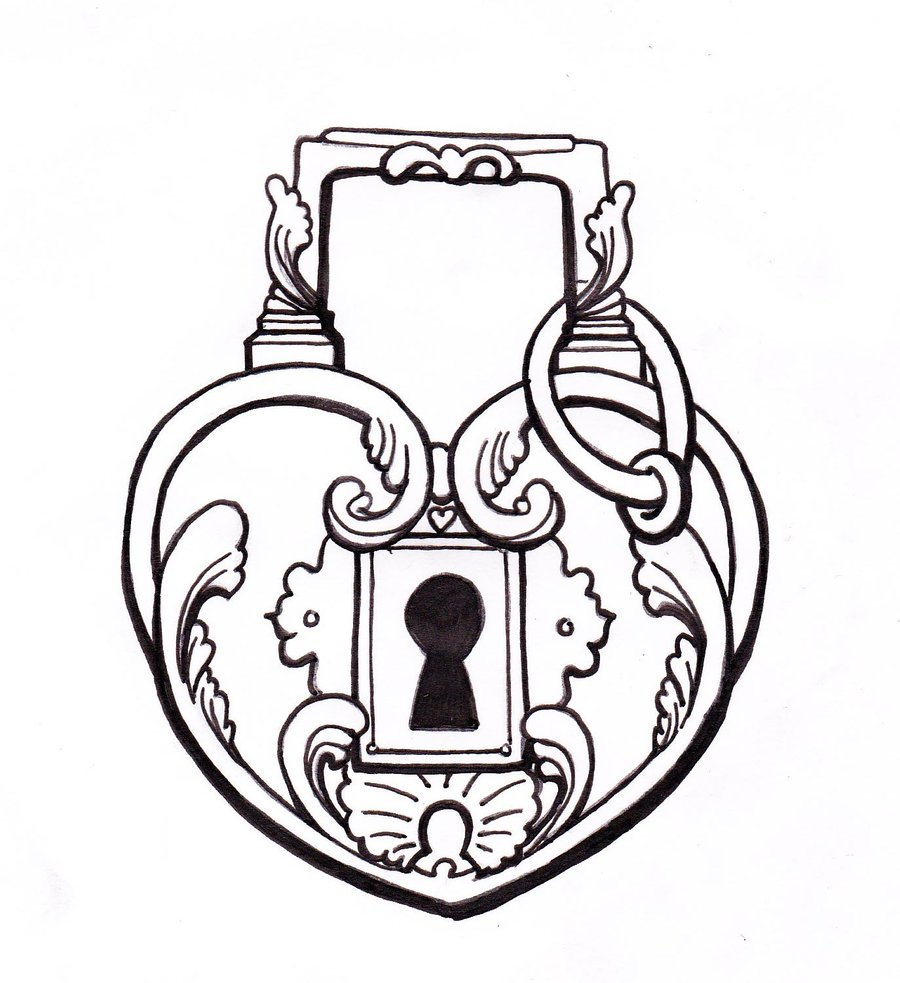 Lock and key drawing real heart free clipart