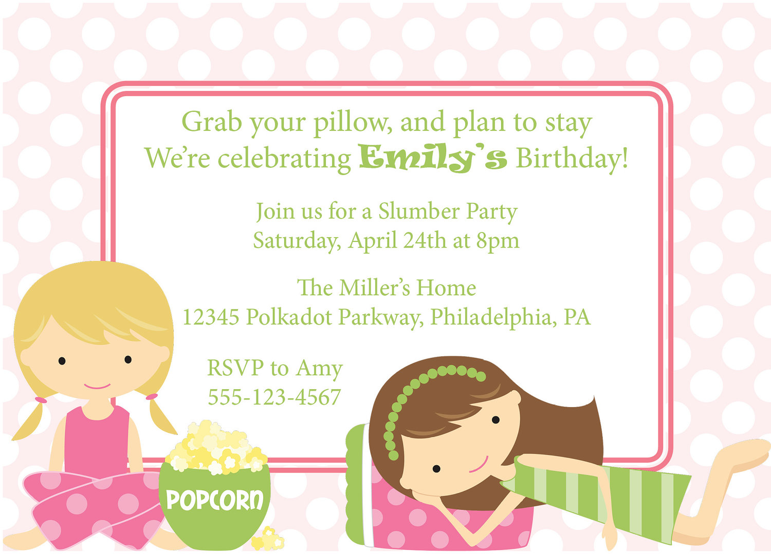 My slumber party invitation einvite birthday parties clipart