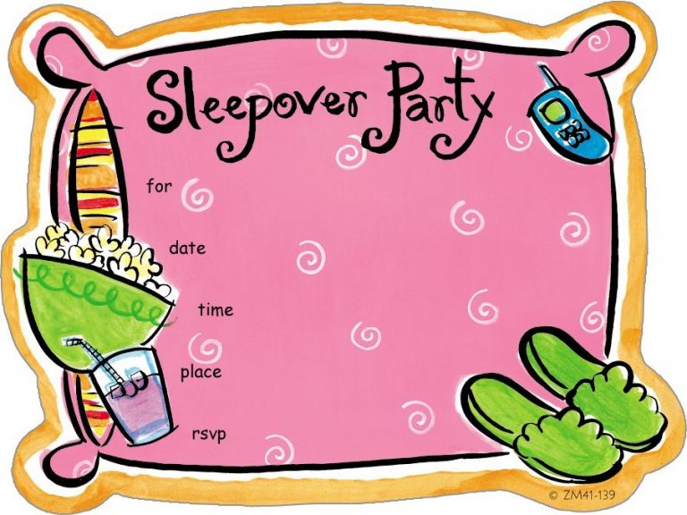 Zoomerang slumber party invite 8 ct free shipping clip art WikiClipArt