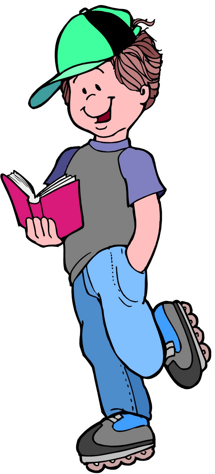 Child thinking child reading and thinking clipart