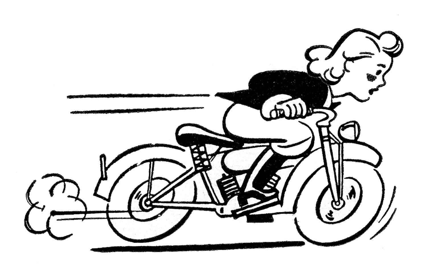 Motorcycle  black and white retro motorcycle girl clipart
