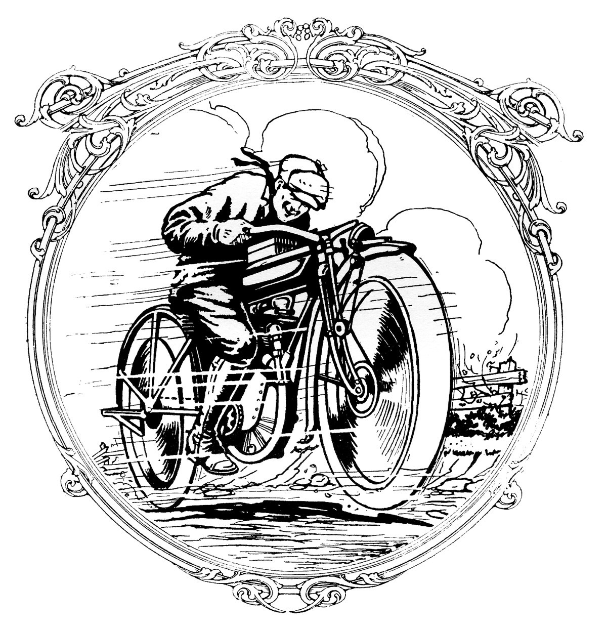 Motorcycle  black and white vintage clip art motorcycle man father'day the graphics fairy